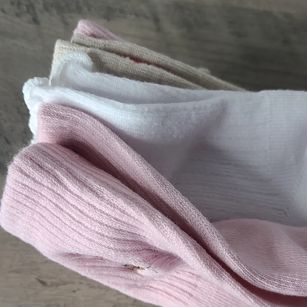Ed Hardy Pink and White Ankle Socks with Ribbed Texture